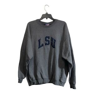 LSU Tigers Sweatshirt XL Gray Fleece 90s Football College Bayou Vintage Pullover